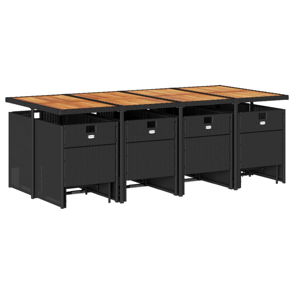 Matgrupp för trädgården med dynor 13 delar svart konstrotting