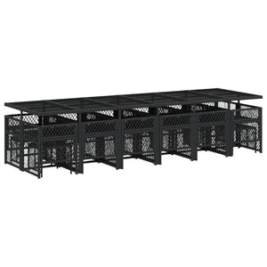 Matgrupp för trädgården med dynor 17 delar konstrotting svart