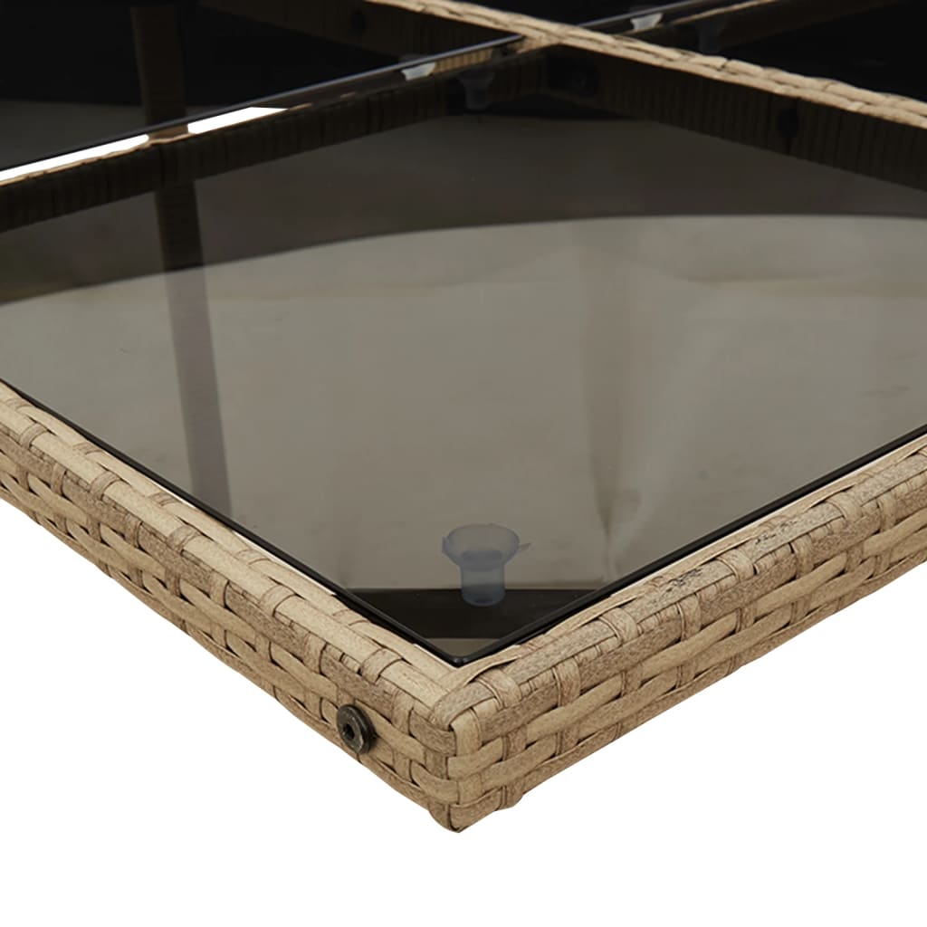 Matgrupp för trädgården med dynor 13delar mixbeige konstrotting