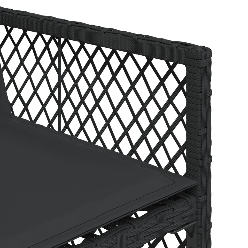 Matgrupp för trädgården med dynor 17 delar konstrotting svart