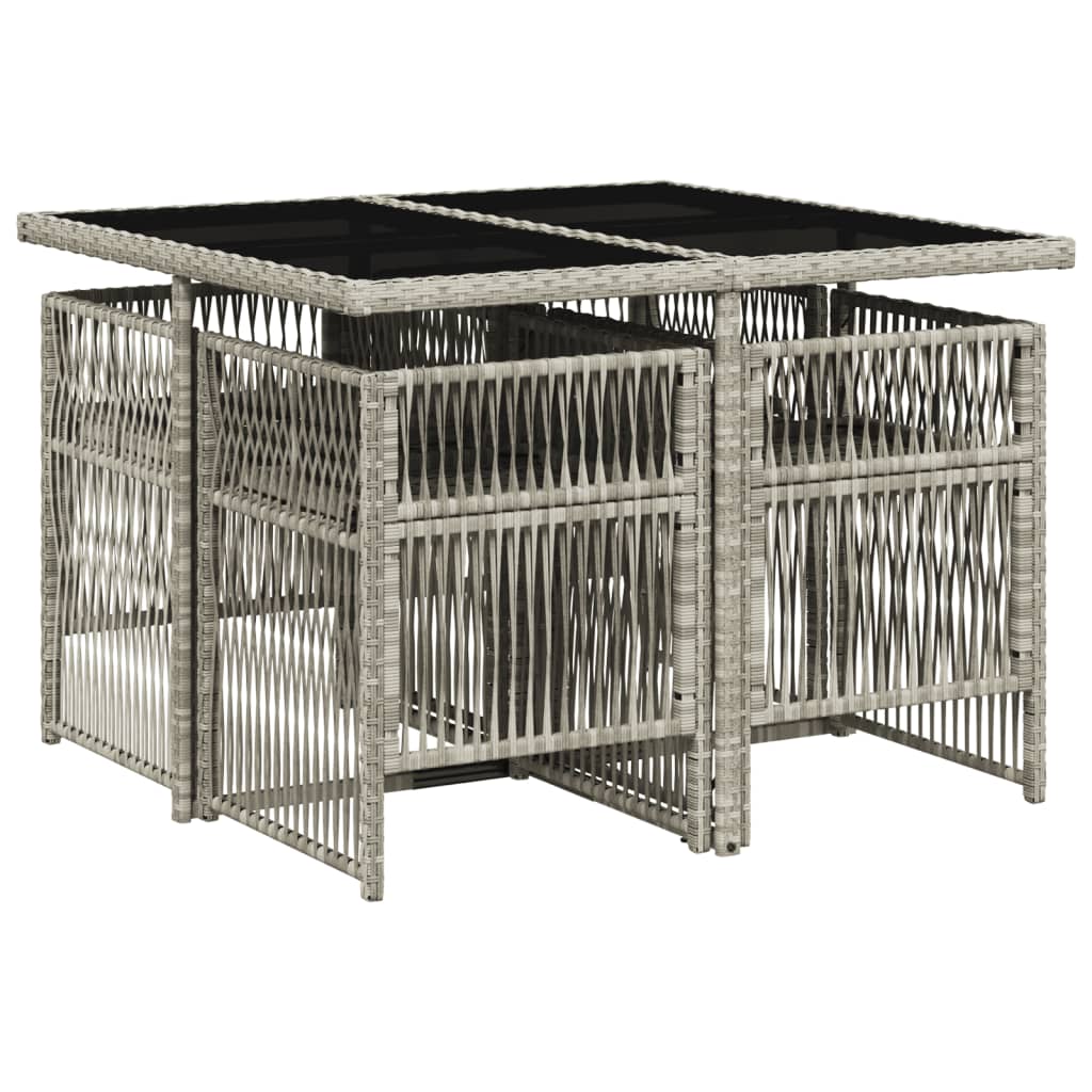 Matgrupp för trädgården med dynor 5 delar ljusgrå konstrottning