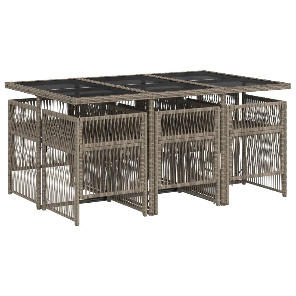 Matgrupp för trädgården med dynor 7 delar grå konstrotting