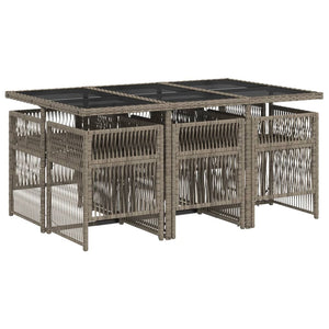 Matgrupp för trädgården med dynor 7 delar grå konstrotting