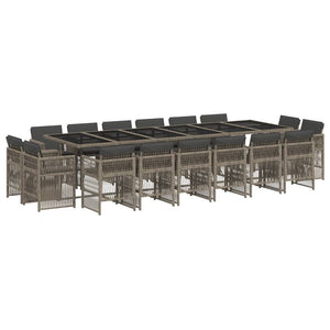 Matgrupp för trädgården med dynor 17 delar grå konstrotting