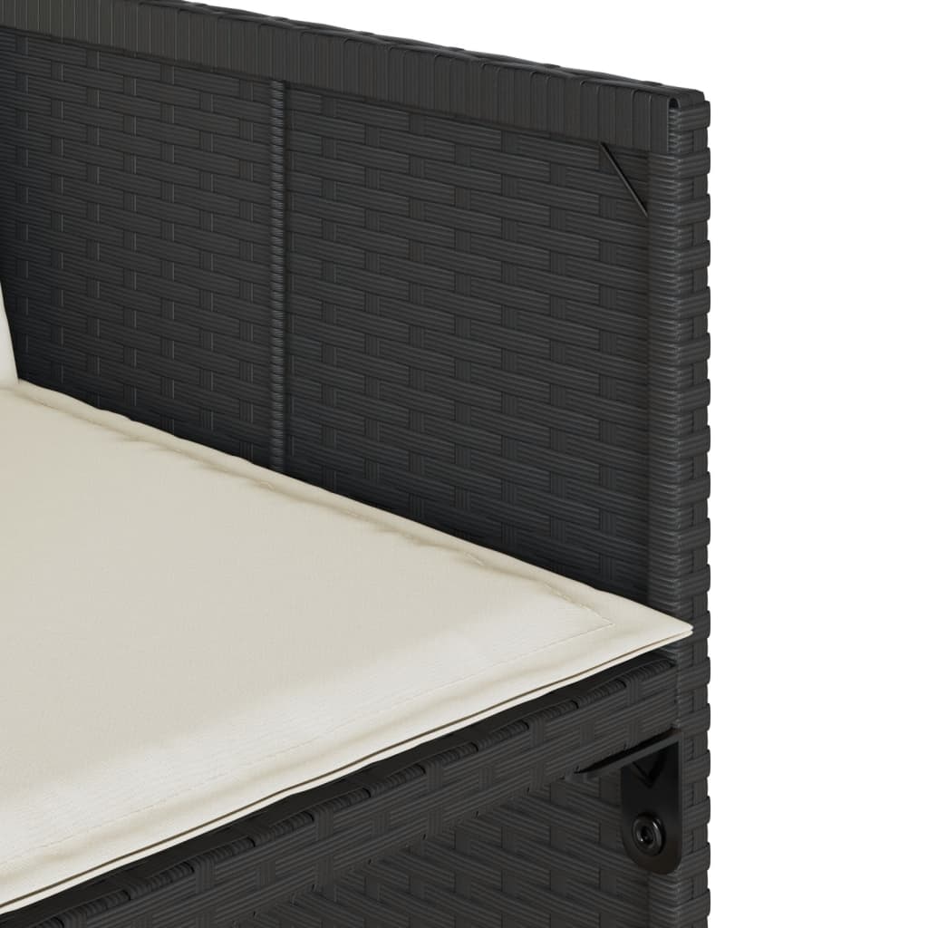 Matgrupp för trädgården med dynor 9 delar svart konstrottning