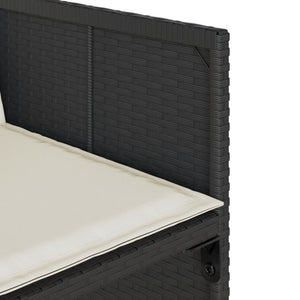 Matgrupp för trädgården med dynor 9 delar svart konstrottning