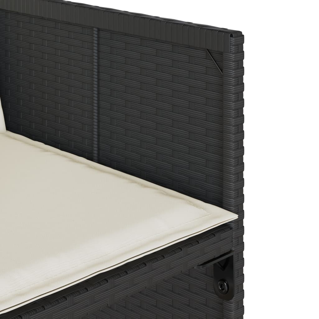 Matgrupp för trädgården med dynor 15 delar svart konstrotting