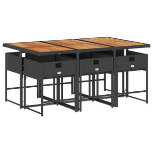 Matgrupp för trädgården med dynor 7 delar svart konstrotting