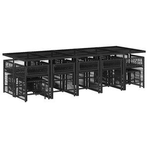 Matgrupp för trädgården med dynor 15 delar svart konstrotting