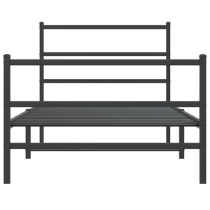 Sängram med huvudgavel och fotgavel svart metall 100x190 cm