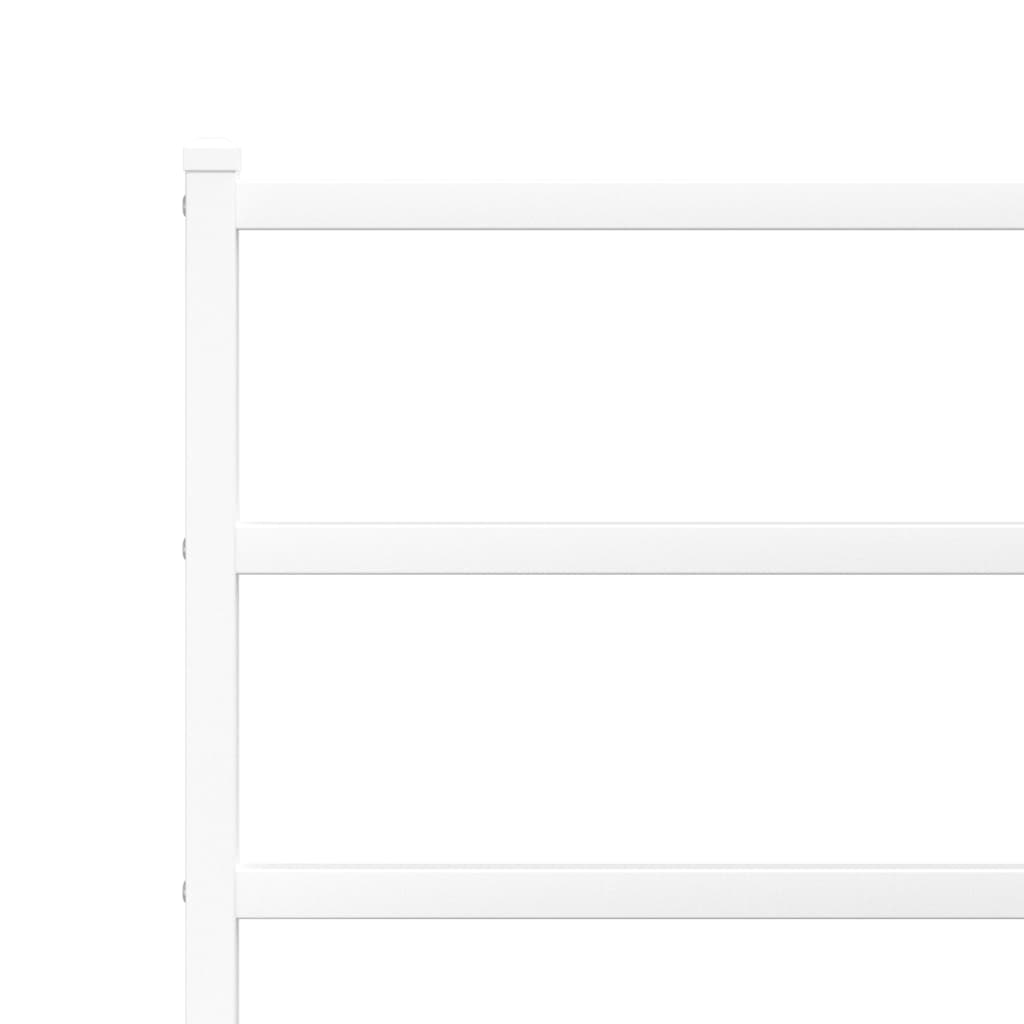 Sängram med huvudgavel och fotgavel vit metall 193x203 cm