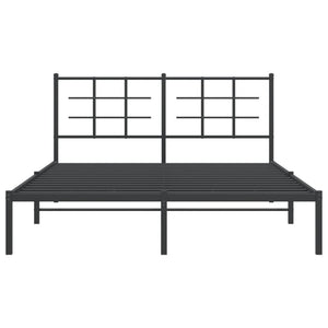 Sängram med huvudgavel metall svart 160x200 cm