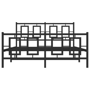 Sängram med huvudgavel och fotgavel svart metall 135x190 cm