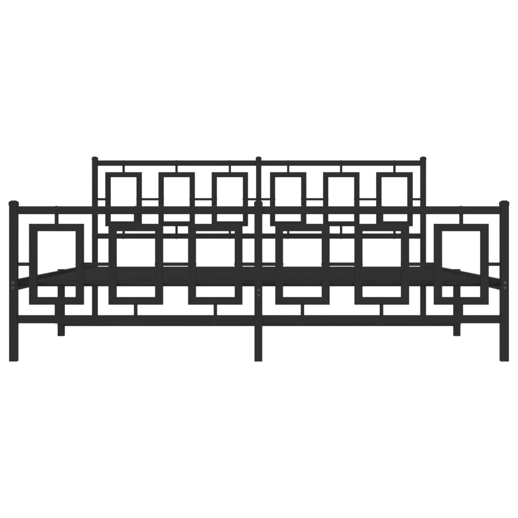 Sängram med huvudgavel och fotgavel svart metall 183x213 cm