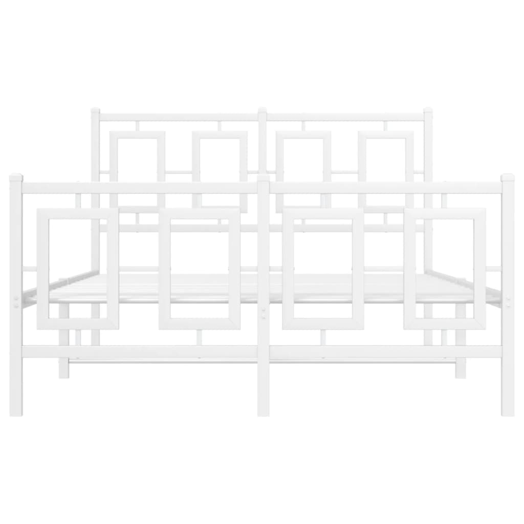 Sängram med huvudgavel och fotgavel vit metall 120x200 cm