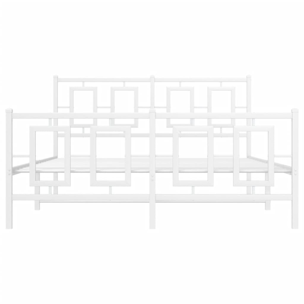 Sängram med huvudgavel och fotgavel vit metall 135x190 cm