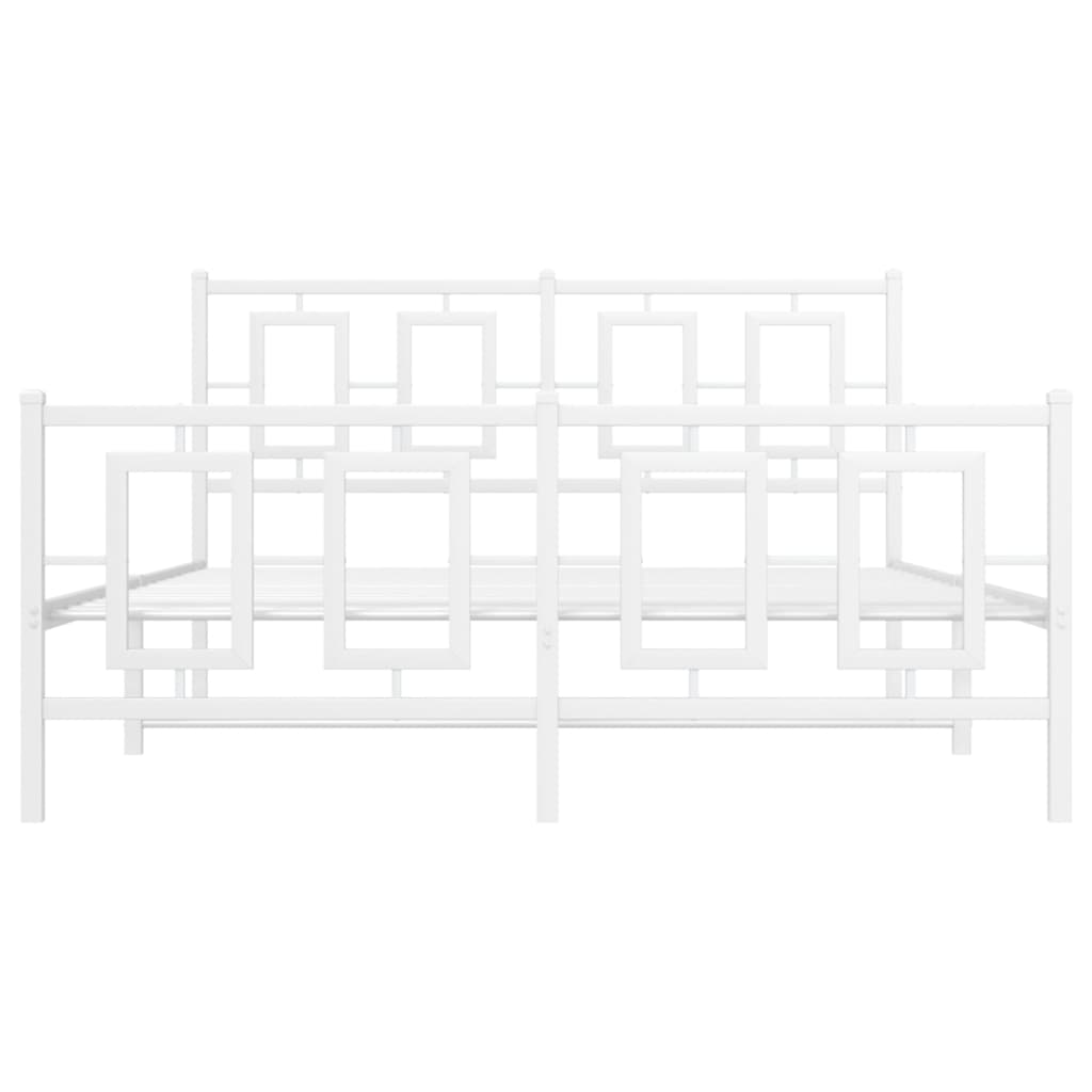 Sängram med huvudgavel och fotgavel vit metall 140x190 cm