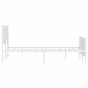 Sängram med huvudgavel och fotgavel vit metall 140x200 cm