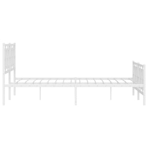 Sängram med huvudgavel och fotgavel vit metall 150x200 cm