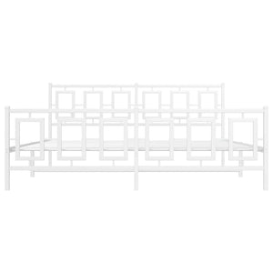 Sängram med huvudgavel och fotgavel vit metall 183x213 cm