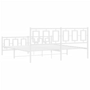 Sängram med huvudgavel och fotgavel vit metall 183x213 cm