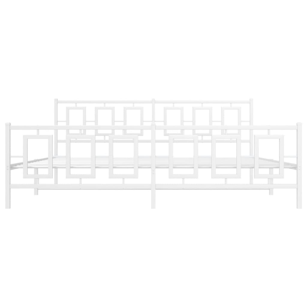 Sängram med huvudgavel och fotgavel vit metall 193x203 cm