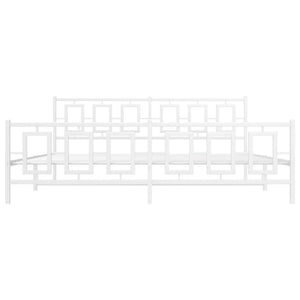 Sängram med huvudgavel och fotgavel vit metall 193x203 cm