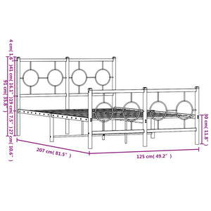 Sängram med huvudgavel och fotgavel svart metall 120x200 cm