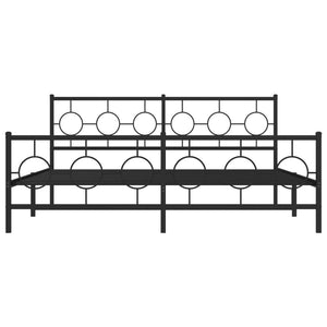 Sängram med huvudgavel och fotgavel svart metall 183x213 cm