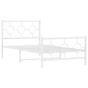 Sängram med huvudgavel och fotgavel vit metall 100x200 cm