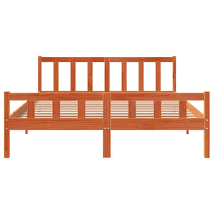 Sängram utan madrass vaxbrun 150x200 cm massiv furu