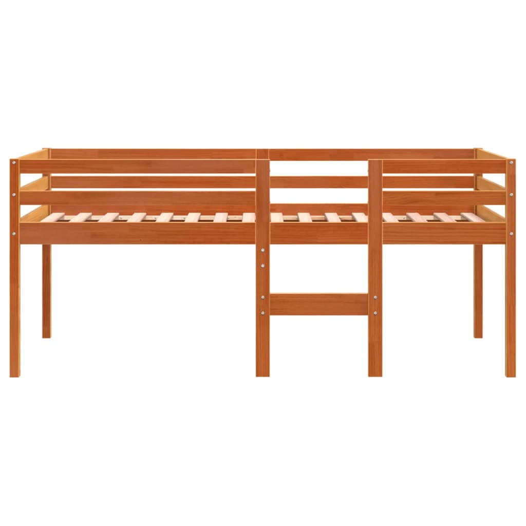 Hög säng vaxad brun 90x200 cm massiv furu