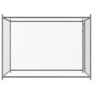 Hundgård med dörr grå 2x2x1,5 cm galvaniserat stål