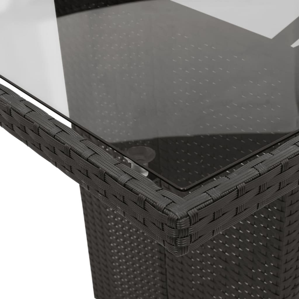 Matgrupp för trädgården med dynor 7 delar svart konstrotting