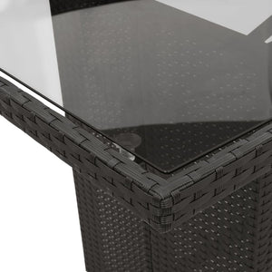 Matgrupp för trädgården med dynor 7 delar svart konstrotting