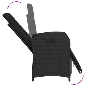 Matgrupp för trädgården med dynor 7 delar svart konstrotting