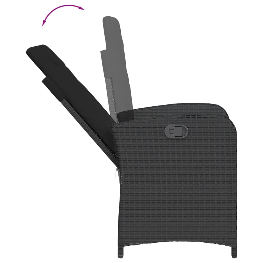 Matgrupp för trädgården med dynor 7 delar svart konstrotting