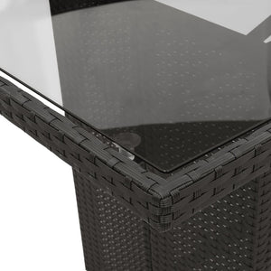 Matgrupp för trädgården med dynor 7 delar svart konstrotting