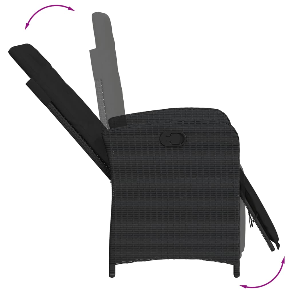 Matgrupp för trädgården med dynor 7 delar svart konstrotting