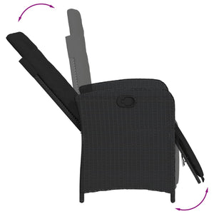 Matgrupp för trädgården med dynor 7 delar svart konstrotting