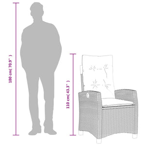 Matgrupp för trädgården med dynor 3 delar svart konstrotting