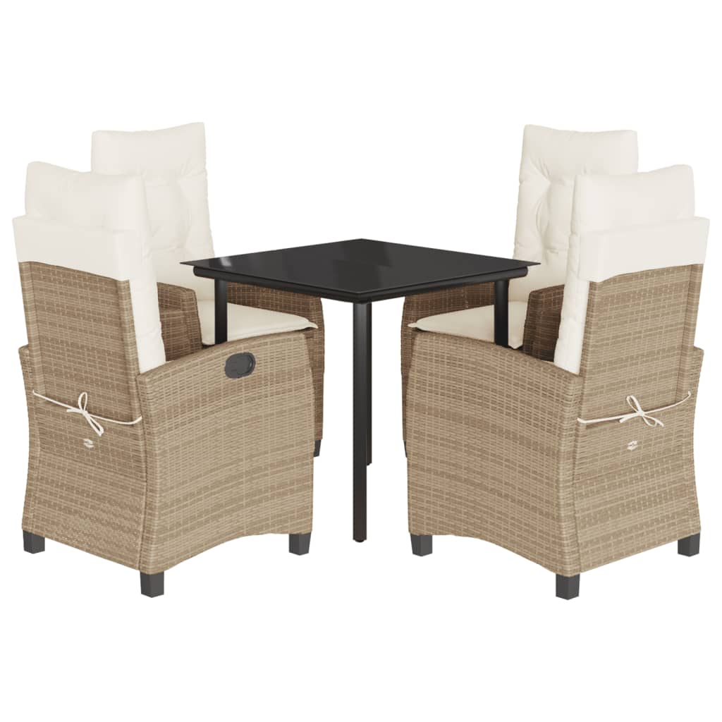 Matgrupp för trädgården med dynor 5 delar beige konstrotting