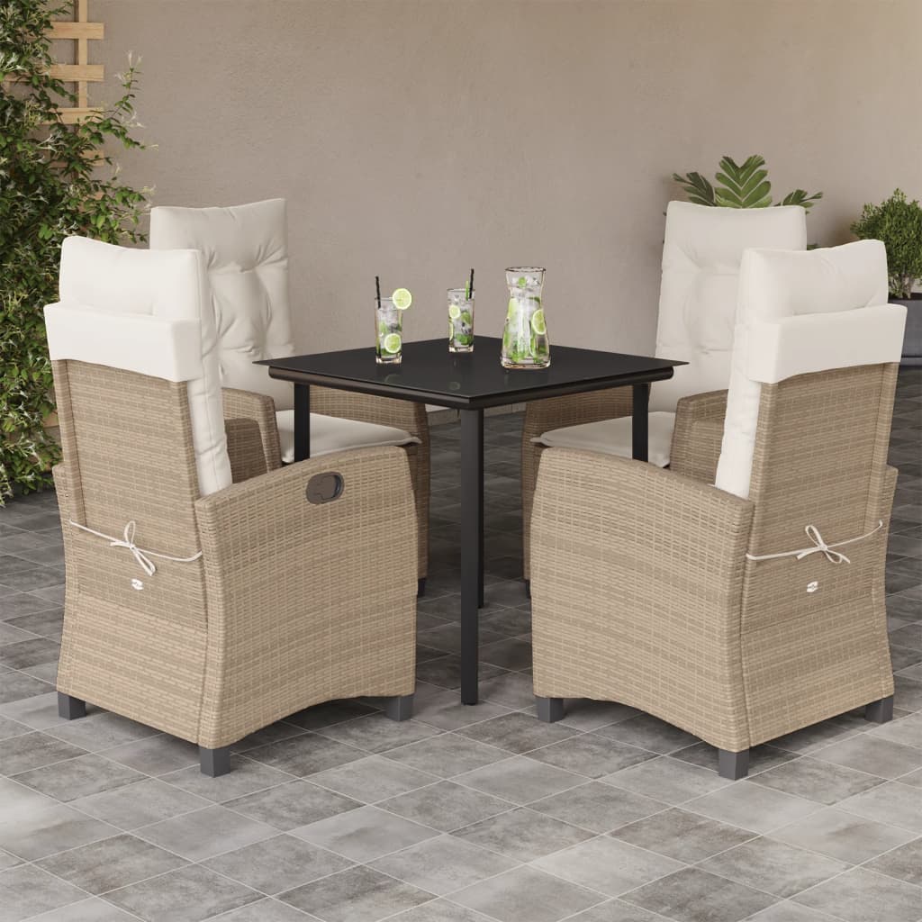 Matgrupp för trädgården med dynor 5 delar beige konstrotting