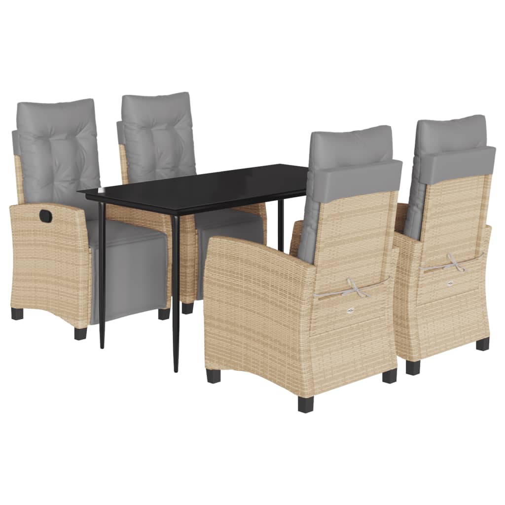 Matgrupp för trädgården med dynor 5 delar mixbeige konstrotting