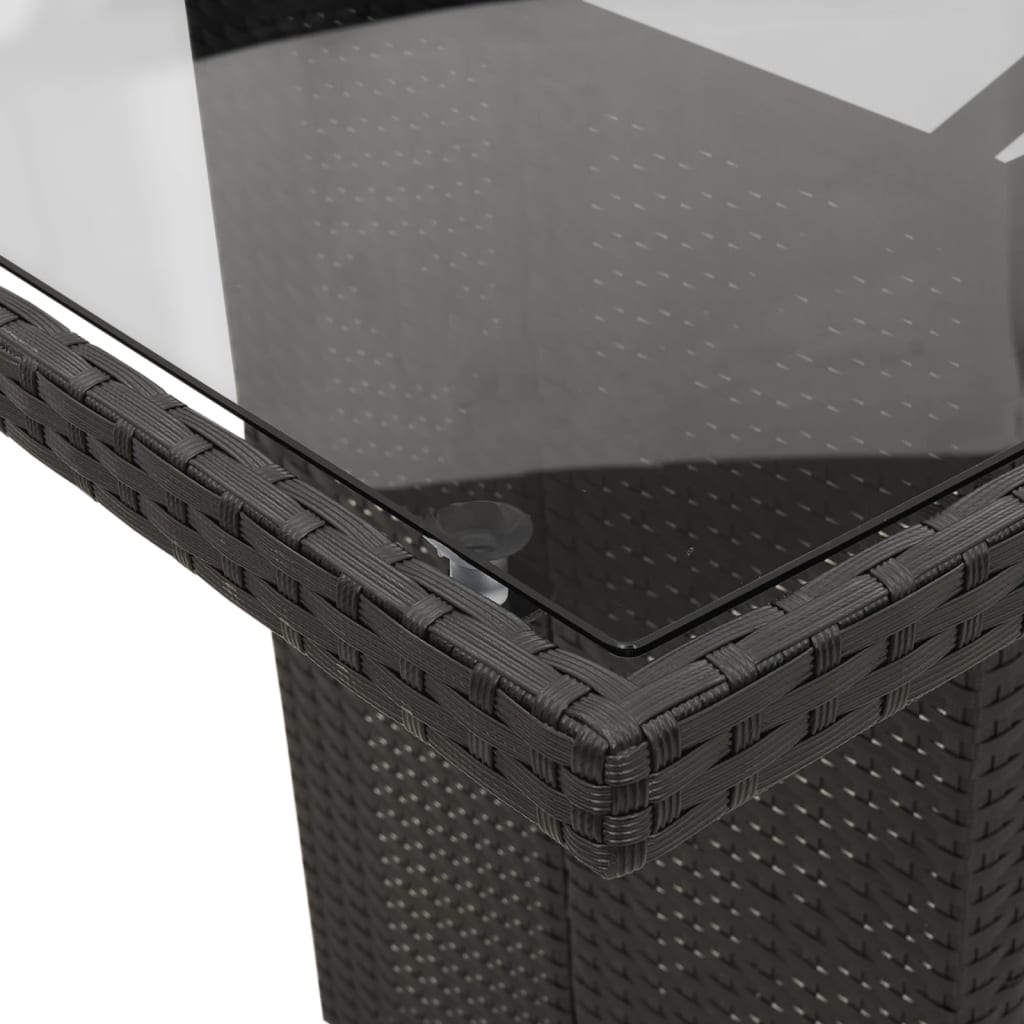 Matgrupp för trädgården med dynor 7 delar svart konstrotting