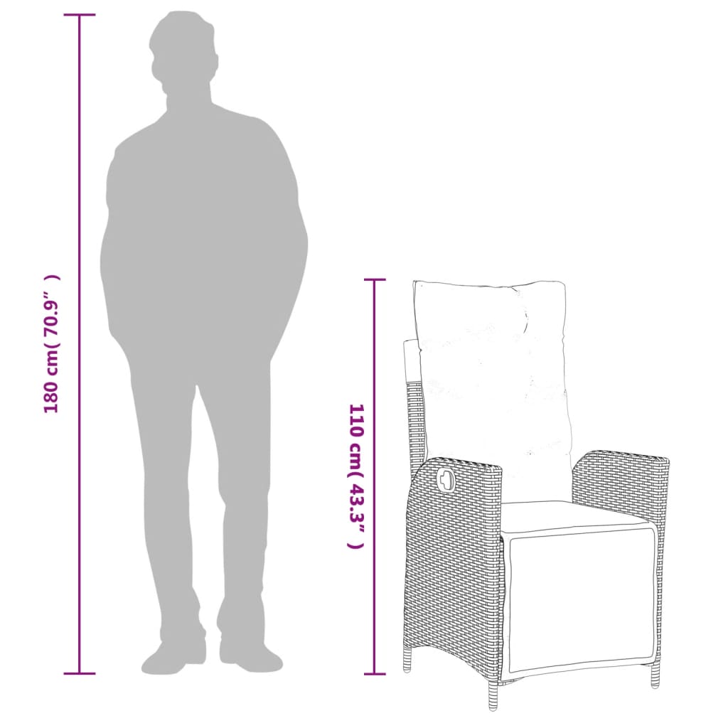 Matgrupp för trädgården med dynor 7 delar mixbeige konstrotting