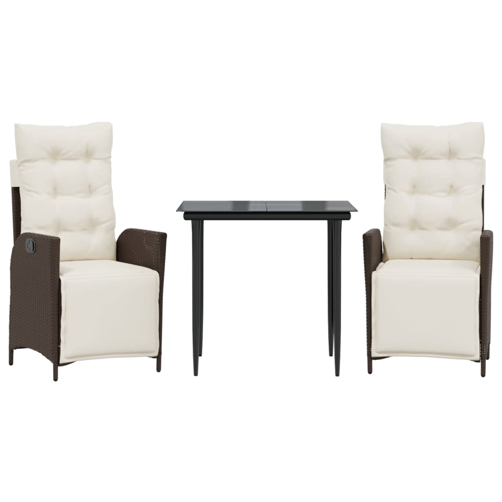 Matgrupp för trädgården med dynor 3 delar konstrottning brun