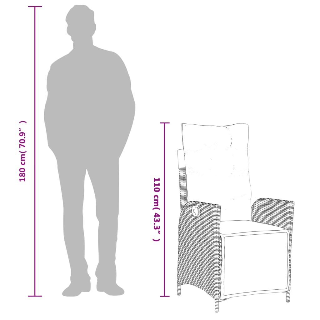 Matgrupp för trädgården med dynor 7 delar mixbeige konstrotting