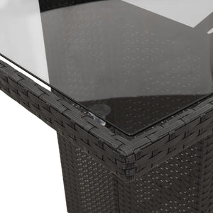 Matgrupp för trädgården med dynor 7 delar svart konstrotting