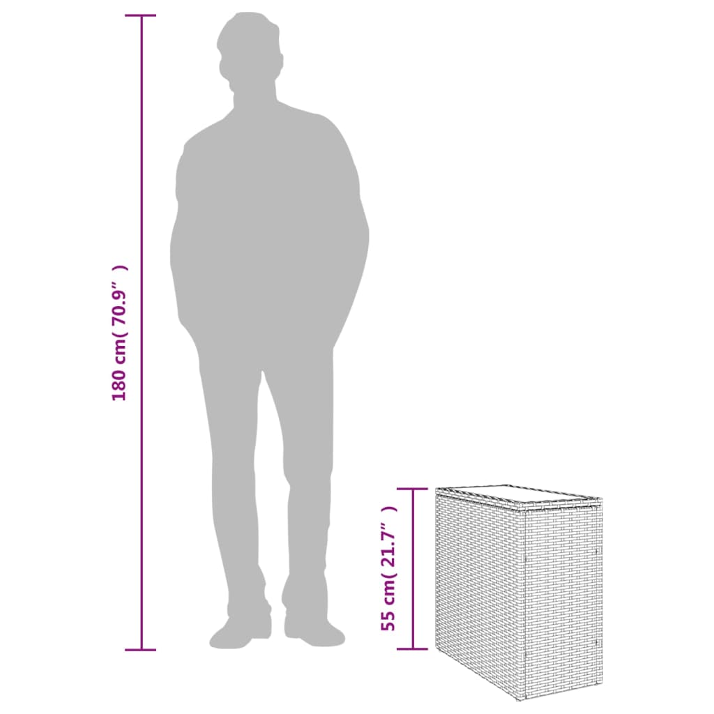 Trädgårdsbord med glasskiva svart 58x27,5x55 cm konstrotting